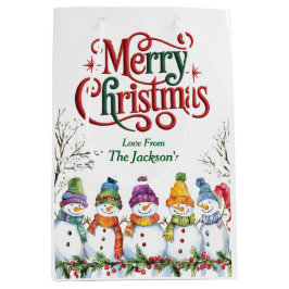 Sacola Para Presentes Média Bonitos Snowmen Feliz Natal