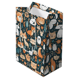 Sacola Para Presentes Média Bons animais divertem-se com decor design verde
