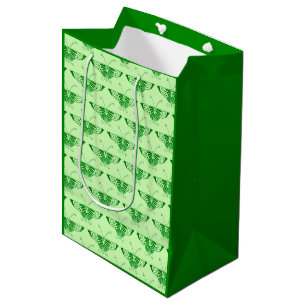 Sacola Para Presentes Média Borboleta Art Déco estilizada - verde esmeralda