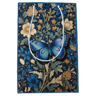 Sacola Para Presentes Média Borboleta Azul Elegante William Morris Inspirou