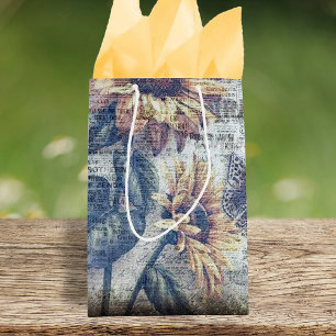 Sacola Para Presentes Média Borboleta de girassol russa Ephemeral