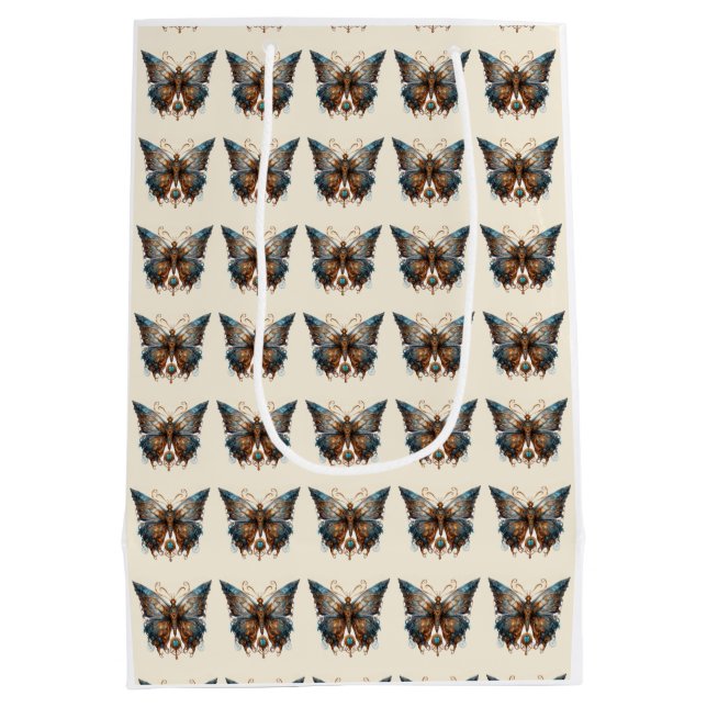 Sacola Para Presentes Média Borboleta do partido Steampunk (Verso)