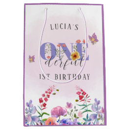 Sacola Para Presentes Média Borboleta E Abelhas Maravilhosas De Flor Selvagem 