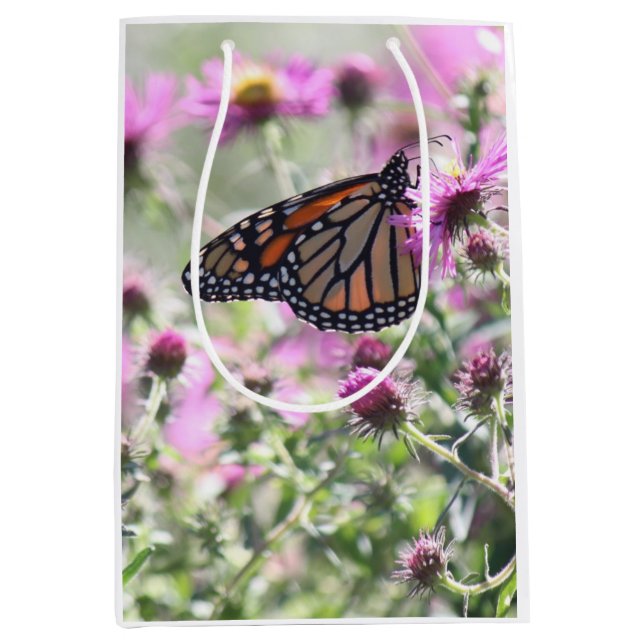 Sacola Para Presentes Média Borboleta e Flores de Prados (Frente)