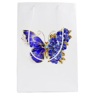 Sacola Para Presentes Média Borboleta Flor Sapphire