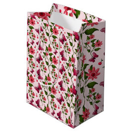 Sacola Para Presentes Média Borboleta Floral Midnight Bloom
