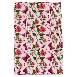 Sacola Para Presentes Média Borboleta Floral Midnight Bloom