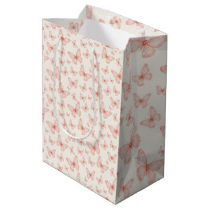 Sacola Para Presentes Média Borboletas cor-de-rosa bonitas