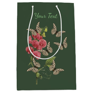 Sacola Para Presentes Média Borboletas E Flores De Ervilha Doce Personalizadas