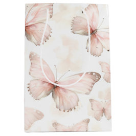 Sacola Para Presentes Média Borboletas rosa bonito Aniversário