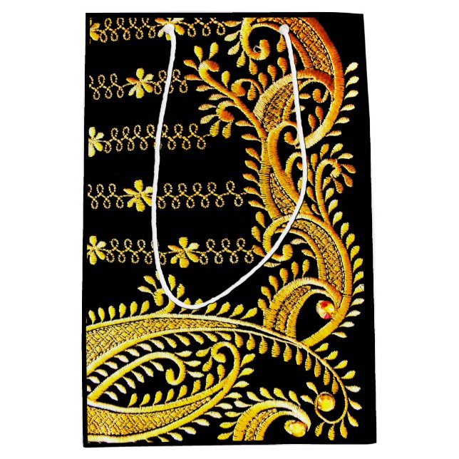 Sacola Para Presentes Média Bordado Árabe (Frente)