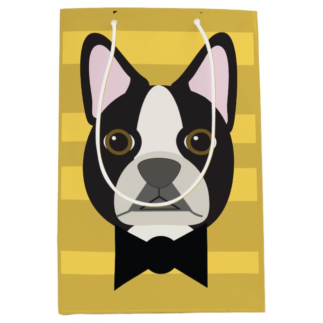 Sacola Para Presentes Média Boston Terrier (Frente)
