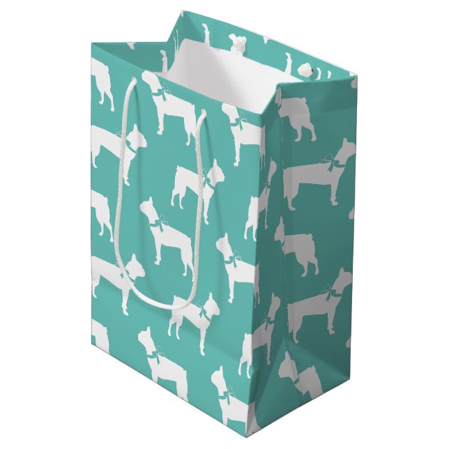 Sacola Para Presentes Média Boston Terrier Dog Puppy (Frente inclinada)