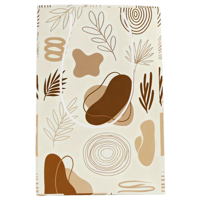 Sacola Para Presentes Média Botanical Line Art Paper Bag (Frente)