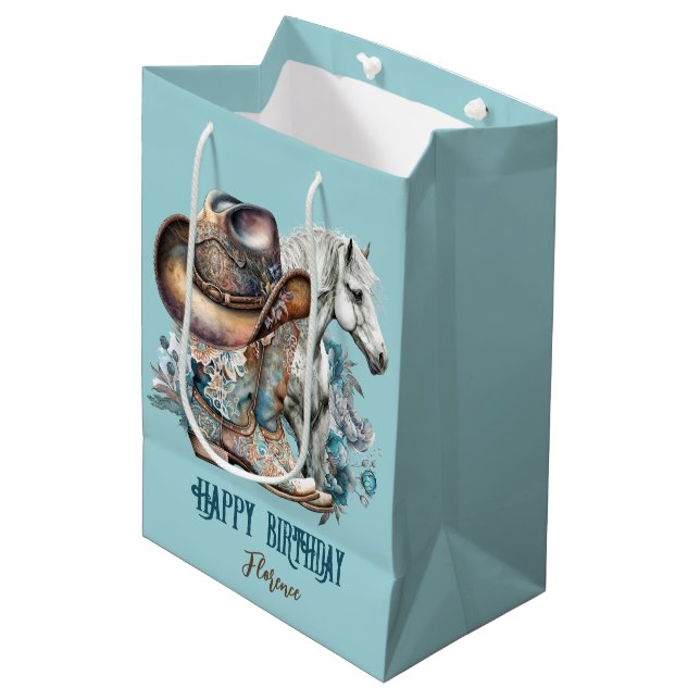 Sacola Para Presentes Média Botas de cowboy de cowboy de cowboy de cowboy que  (Frente inclinada)