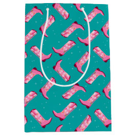 Sacola Para Presentes Média Botas de cowboy e Flores