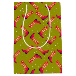 Sacola Para Presentes Média Botas de cowboy e Flores