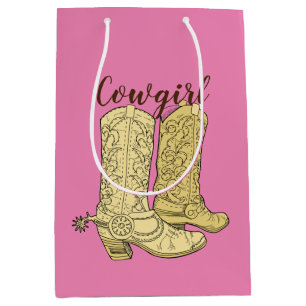 Sacola Para Presentes Média Botas de cowboy rosa