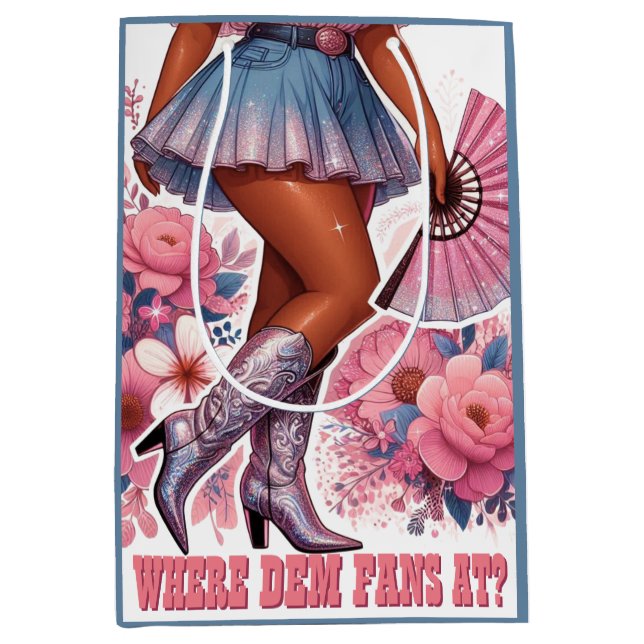 Sacola Para Presentes Média Botas no Ground Western Glam Cowgirl (Frente)