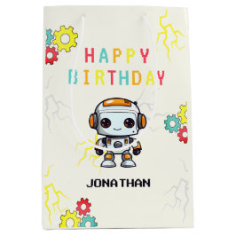 Sacola Para Presentes Média Bote Robot Birthday Gift Bag