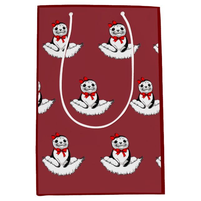 Sacola Para Presentes Média Bow-tiful Seal – Christmas Edition (Frente)