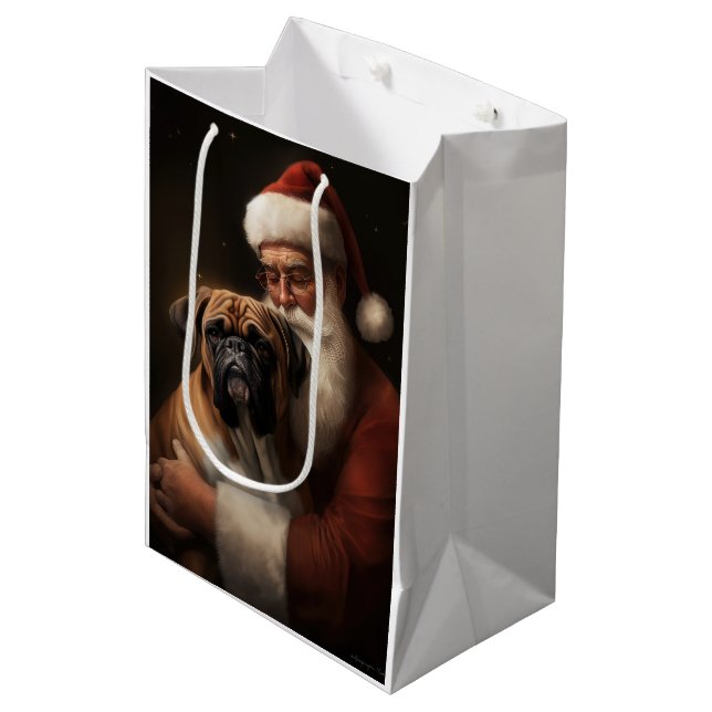 Sacola Para Presentes Média Boxer com Papai Noel Natal Festivo (Frente inclinada)