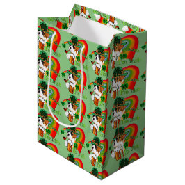Sacola Para Presentes Média Boxer Dog Saint Patricks Day