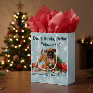 Sacola Para Presentes Média Boxer Engraçado de Natal