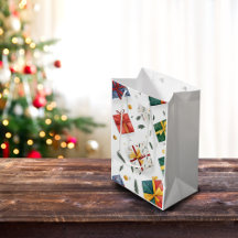 Boxes de Natal Brilhantes e Folhas Evergreen