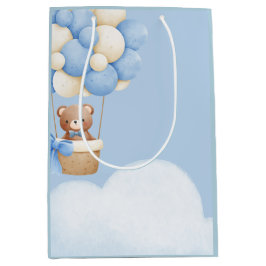 Sacola Para Presentes Média Boy Baby Shower Bear Balloon Gift Bags