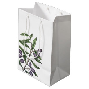 Sacola Para Presentes Média Branch da Árvore Oleícola Roxo Verde