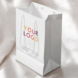 Sacola Para Presentes Média Branco do logotipo comercial