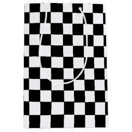 Sacola Para Presentes Média Branco e Preto Verificados