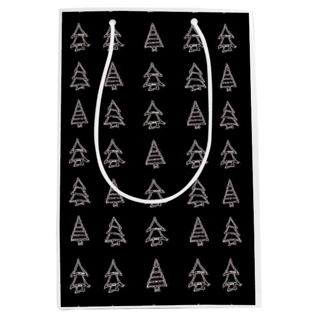 Sacola Para Presentes Média Branco Sobre Saco De Presente De Árvore Preta (Lad (Frente)