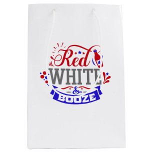 Sacola Para Presentes Média Branco vermelho e bebidas