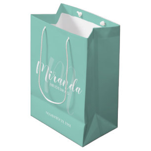 Sacola Para Presentes Média Bridesmaid Mint Verde Personalizado por Script Mod