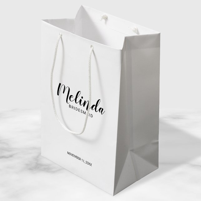 Sacola Para Presentes Média Bridesmaids Personalizados de Script Moderno (Criador carregado)