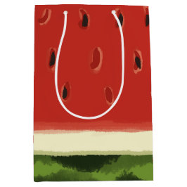 Sacola Para Presentes Média Bright Red Watercolor Watermelon Gift Bag