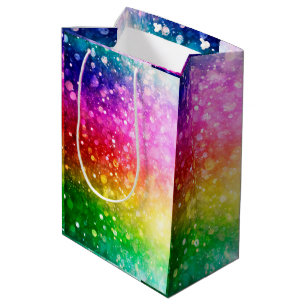 Sacola Para Presentes Média Brilhante Brilhante Cores Bokeh Glitter