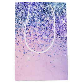 Sacola Para Presentes Média Brilho Azul Rosa Púrpura