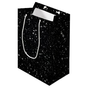 Sacola Para Presentes Média Brilho Stars2 - Preto de prata