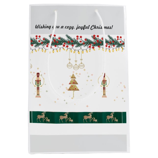 Sacola Para Presentes Média Brincadeira de Natal do Gift Bag (Frente)