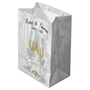 Sacola Para Presentes Média Brinde de Champagne no Damask