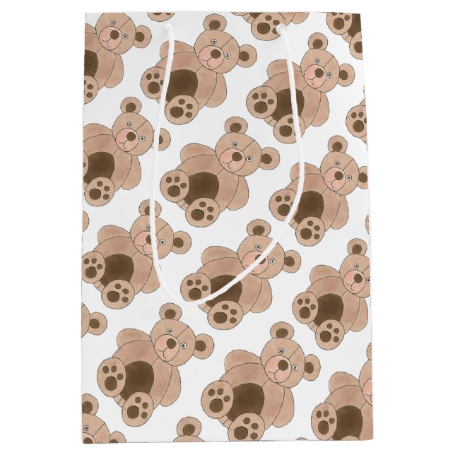 Sacola Para Presentes Média Brinquedo de pelúcia castanha, ursinho de pelúcia, (Frente)