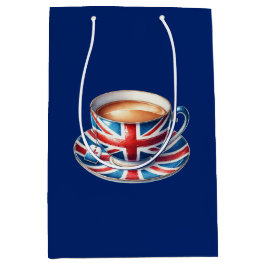 Sacola Para Presentes Média British Flag on English Teacup