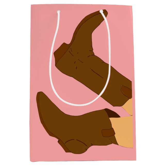 Sacola Para Presentes Média Brown Cowboy Boots (Frente)