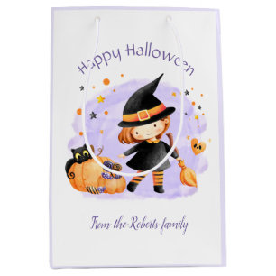 Sacola Para Presentes Média Bruxa Bonita Feliz Halloween - Saco Personalizado