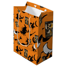 Sacola Para Presentes Média Bruxa feiticeira gato preto lua bloomstick