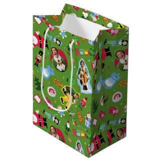Sacola Para Presentes Média Budy, o padrão dos ícones do Elf e do Natal