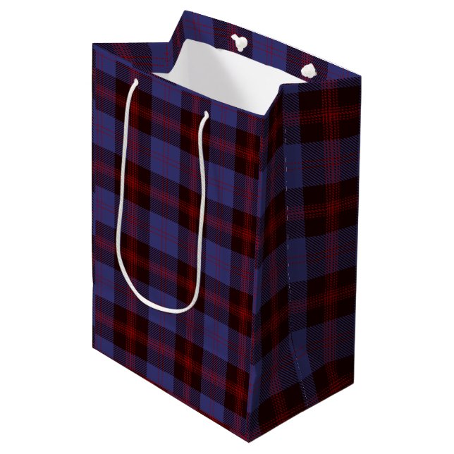 Sacola Para Presentes Média Buffalo plaid navy blue red  (Frente inclinada)